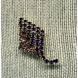 Vintage Gold Color‎ Brooch Pin Purple Lavender Rhinestones 2” Sparkles